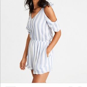 White and blue American Eagle romper